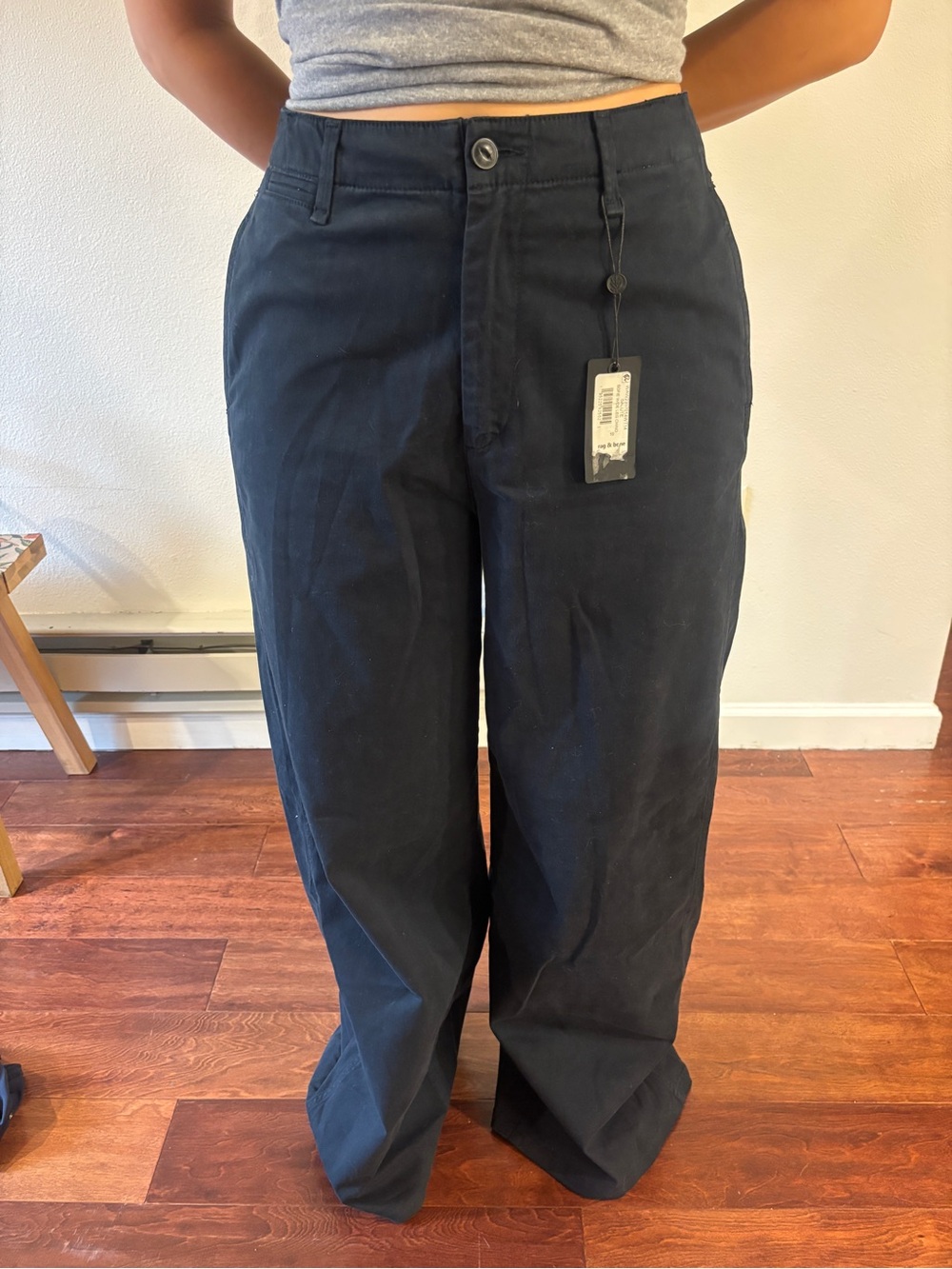 Rag & Bone Classic Women Wide-Leg Pants in Navy